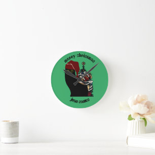 cat christmas gifts, personalized name round clock