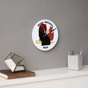 cat christmas gifts, personalized name round clock