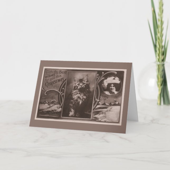 Cat Christmas Greeting from Famous Actress Holiday Card (Front)