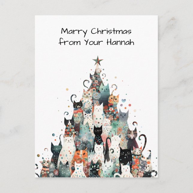 cat Christmas Holiday Postcard (Front)