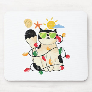 Cat Christmas In July Cool Kitten Pet Summer Tropi Mouse Mat