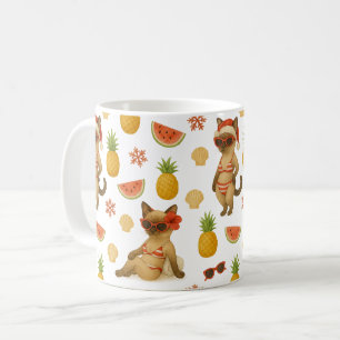 Cat Christmas in July for Cat Lovers Beach themed Coffee Mug