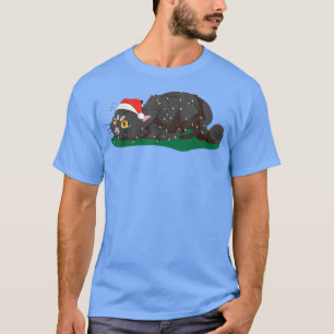 Cat Christmas Kitten With Fairy Lights Ugly Christ T-Shirt