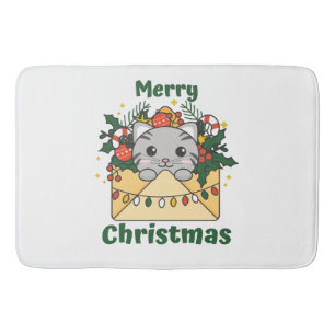 Cat Christmas Letter Winter Animals Cats Bath Mat
