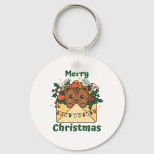 Cat Christmas Letter Winter Animals Cats Key Ring
