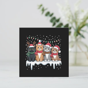Cat Christmas Light Reindeer Santa Cat Lover Holiday Card