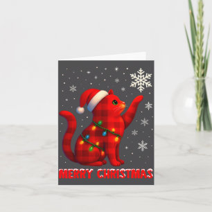 Cat Christmas Light Reindeer Santa Christmas Cat L Card