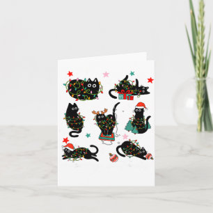 Cat Christmas Light Reindeer Santa Christmas Cat L Card