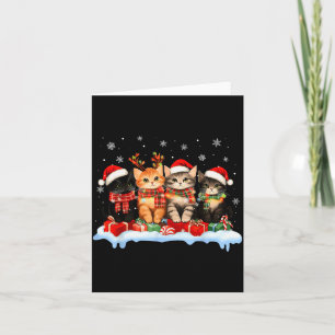 Cat Christmas Light Reindeer Santa Christmas Cat L Card