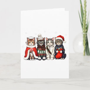 Cat Christmas Light Reindeer Santa Christmas Cat L Card