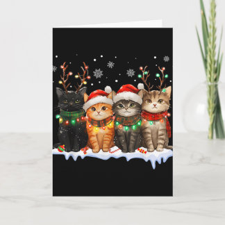Cat Christmas Light Reindeer Santa Christmas Cat L Card