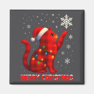 Cat Christmas Light Reindeer Santa Christmas Cat L Magnet