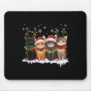 Cat Christmas Light Reindeer Santa Christmas Cat L Mouse Mat