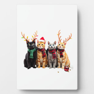 Cat Christmas Light Reindeer Santa Christmas Cat L Plaque