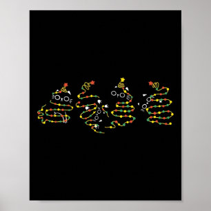 Cat Christmas Light Reindeer Santa Christmas Cat L Poster