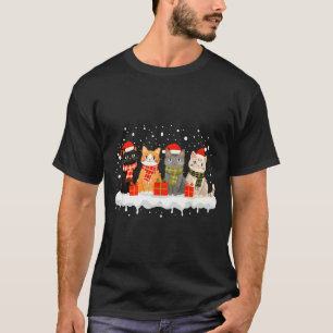 Cat Christmas Light Reindeer Santa Christmas Cat L T-Shirt