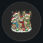 Cat Christmas Light Reindeer Santa Christmas Cats  Classic Round Sticker<br><div class="desc">Cat Christmas Light Reindeer Santa Christmas Cats For Men Women Kids_1</div>