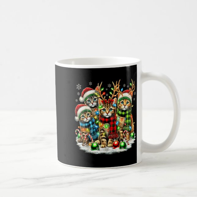 Cat Christmas Light Reindeer Santa Christmas Cats  Coffee Mug (Right)