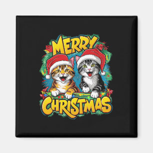 Cat Christmas Light Santa Christmas Cat Lover Magnet
