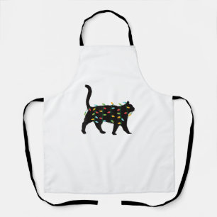 Cat Christmas Lights Christmas Gift for Animal Lov Apron