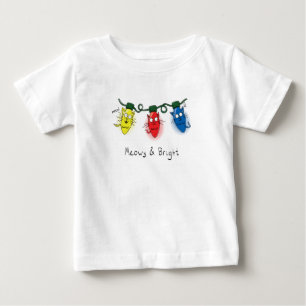 Cat Christmas Lights Funny Meowy and Bright Baby T-Shirt