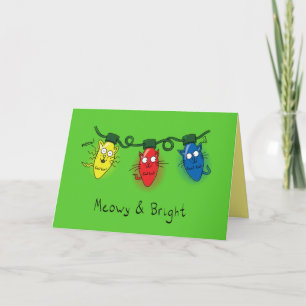 Cat Christmas Lights Funny Meowy and Bright Card