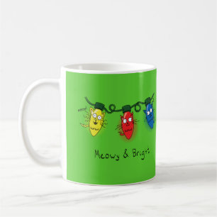 Cat Christmas Lights Funny Meowy and Bright Coffee Mug