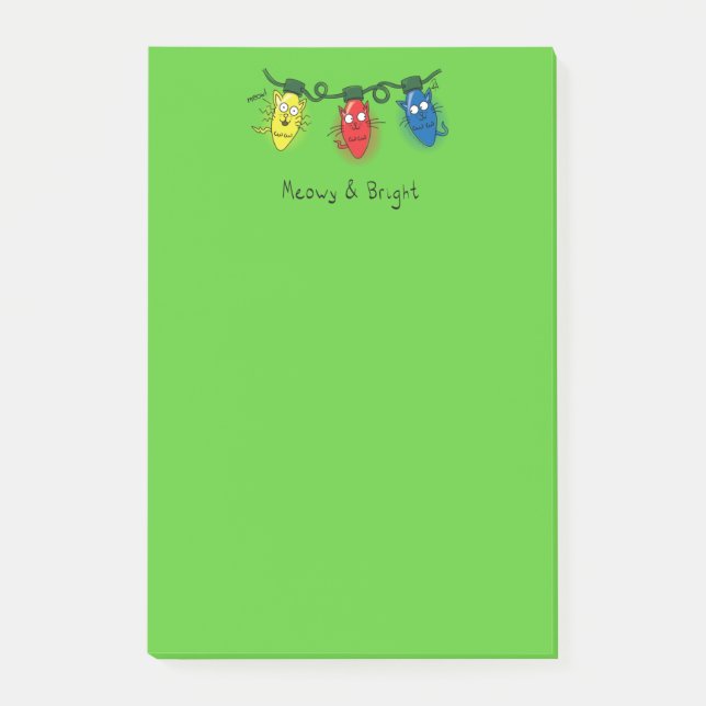 Cat Christmas Lights Funny Meowy and Bright Post-it Notes (Front)
