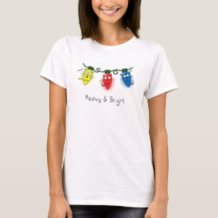 Cat Christmas Lights Funny Meowy and Bright T-Shir T-Shirt