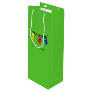 Cat Christmas Lights Funny Meowy and Bright Wine Gift Bag
