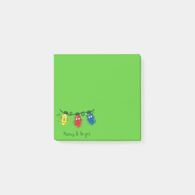 Cat Christmas Lights Funny Post-it Notes (Front)