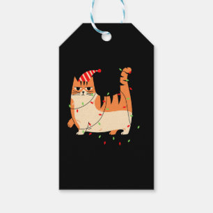 Cat Christmas lights Gift Tags