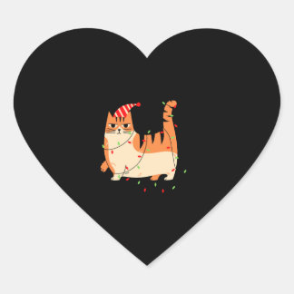 Cat Christmas lights Heart Sticker