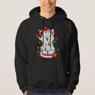 Cat Christmas Lights kitty Portrait Snow Hoodie