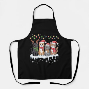 Cat Christmas LightS Santa Christmas Cat Lover Apron