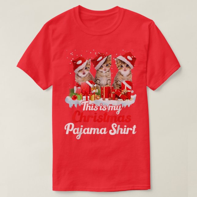 Cat Christmas Lights This Is My Christmas Pajama  T-Shirt (Design Front)