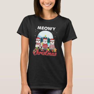Cat Christmas Meowy Catmas Hat Santa Xmas Kids Gir T-Shirt