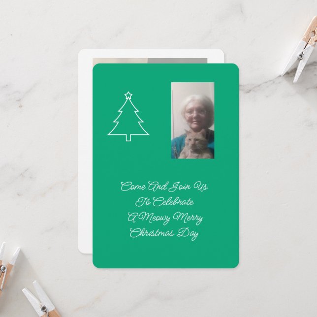 Cat Christmas Party Invitation (Front/Back In Situ)