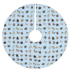 Cat Christmas Pattern Brushed Polyester Tree Skirt