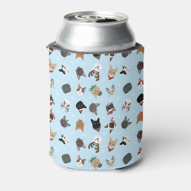 Cat Christmas Pattern Can Cooler (Can Back)