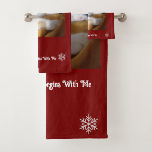 Cat Christmas Photo Customize Bath Towel Se