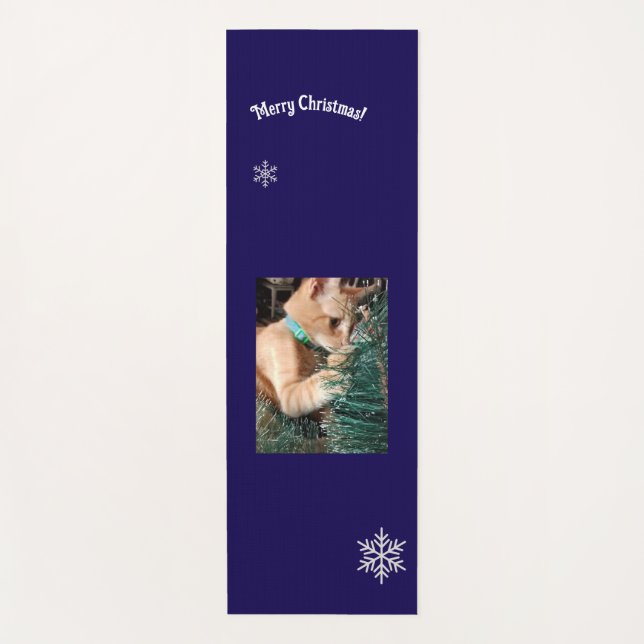 Cat Christmas Photo text customize Yoga Mat (Front)