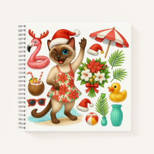 Cat Christmas Pool Party Notebook