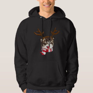 Cat Christmas Reindeer Antlers Funny Catmas Xmas Hoodie