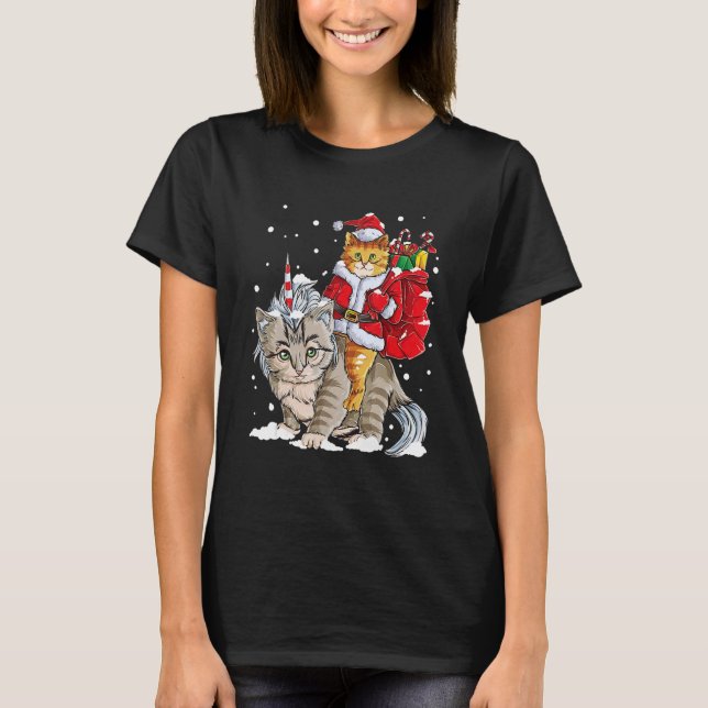 Cat Christmas Santa Caticorn Meowy Xmas T-Shirt (Front)