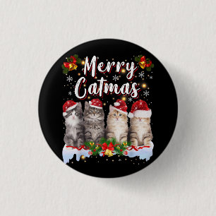 Cat Christmas Santa Hat Funny Merry Catmas 3 Cm Round Badge
