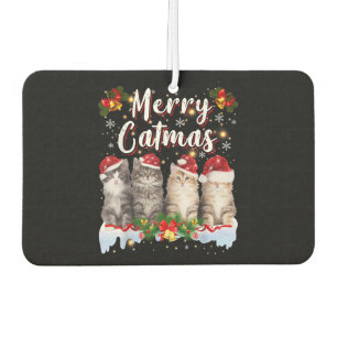 Cat Christmas Santa Hat Funny Merry Catmas Car Air Freshener