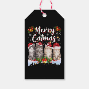 Cat Christmas Santa Hat Funny Merry Catmas Gift Tags