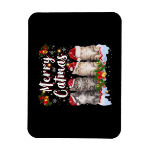 Cat Christmas Santa Hat Funny Merry Catmas Magnet