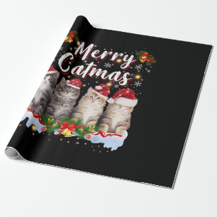 Cat Christmas Santa Hat Funny Merry Catmas Wrapping Paper